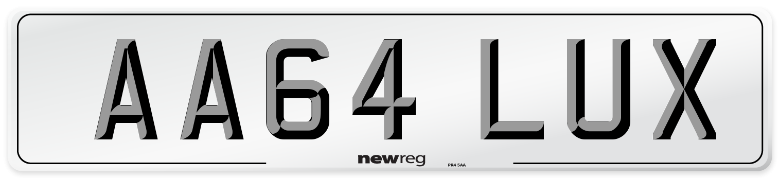 AA64 LUX Number Plate from New Reg